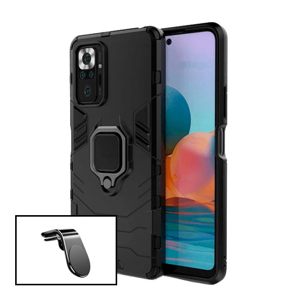 Kit Suporte de Carro Magnético L + Capa de Proteção Militar Magnética para Xiaomi Redmi Note 10 Pro+