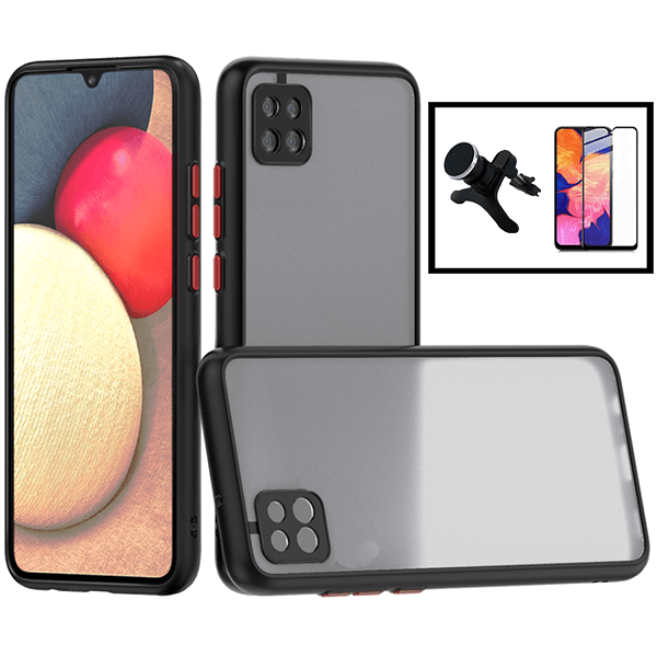 Kit Capa Traseira Proteção Camara + Película de Vidro Temperado GorilasGlass + Suporte Magnético Com Pernas para Samsung Galaxy M12 - Preto