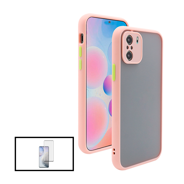 Kit Capa Traseira Proteção Camara + Película de Vidro Temperado GorilasGlass para Xiaomi Poco F3 - Rosa