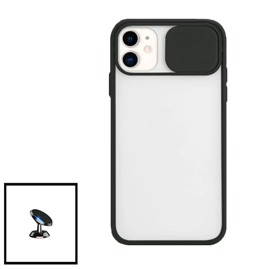Kit Capa Proteção Camara Deslizante + Suporte Magnético para Apple iPhone SE 2022 - Preto