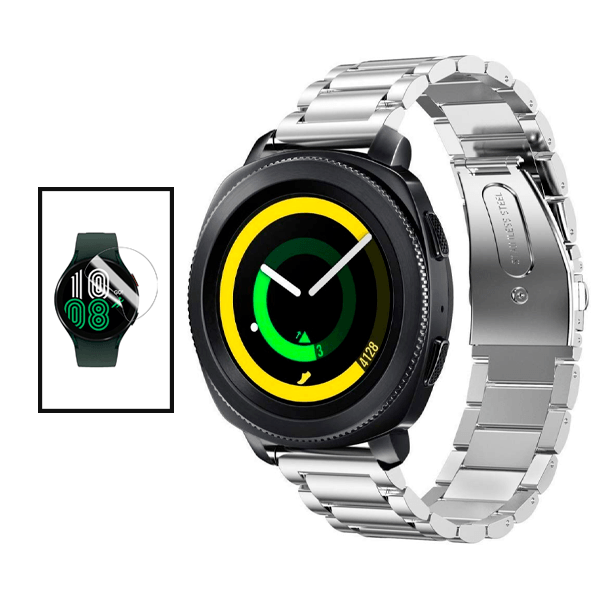Kit Bracelete de Aço + Ferramenta + Pelicula de Hydrogel para Realme Watch 2 - Cinza / Transparente