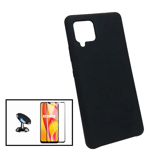 Kit Película de Vidro Temperado GorilasGlass + Capa Proteção Traseira Silicone + Suporte Magnético para Samsung Galaxy M42 5G