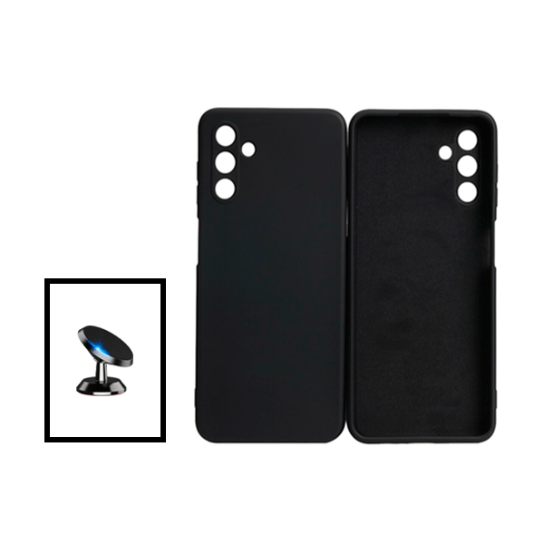 Kit Suporte Magnético + Capa Proteção Traseira Silicone para Samsung Galaxy A13 5G - Preto