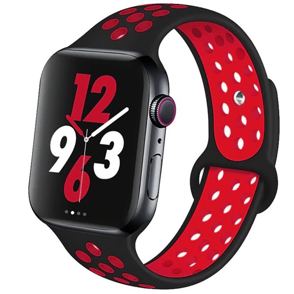 Bracelete Desportiva para Apple Watch Series 7 - 45mm - Preto / Vermelho