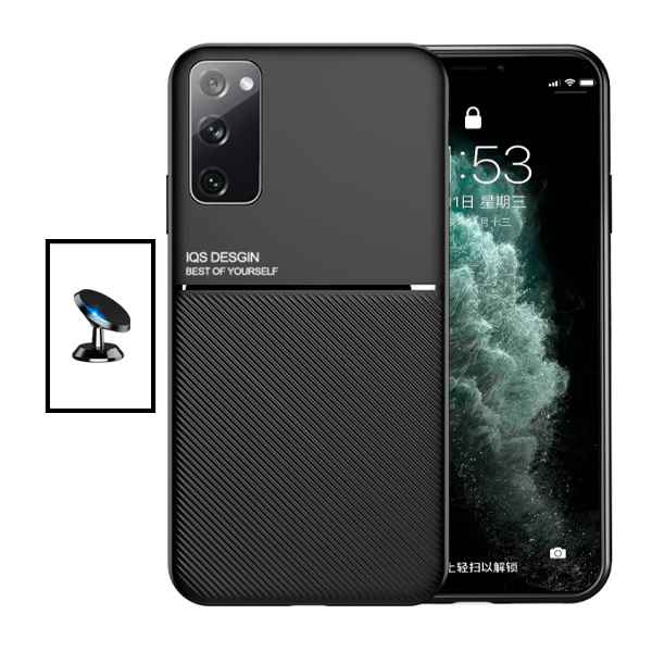 Kit Capa Traseira Magnética Anti Choque + Suporte Magnético para Samsung Galaxy S20 FE 2022 - Preto