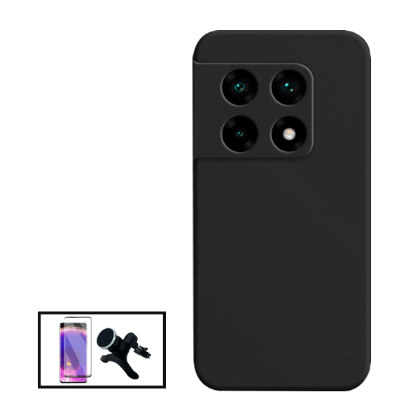 Kit Película de Vidro Temperado GorilasGlass Curvado + Capa Proteção Traseira Silicone + Suporte Magnético Com Pernas para OnePlus 10 Pro - Preto