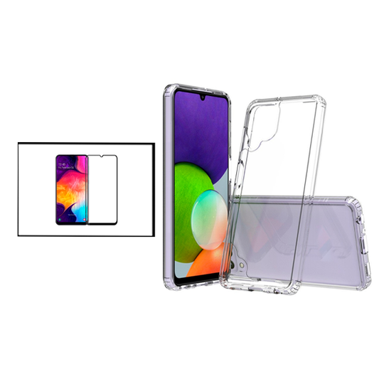 Kit Capa Traseira Super Proteção Transparente + Película de Vidro Temperado GorilasGlass para Samsung Galaxy A22