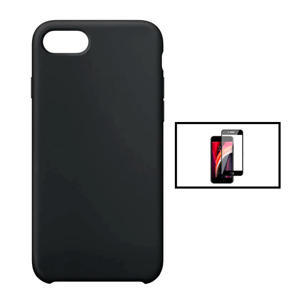 Kit Película de Vidro Temperado GorilasGlass + Capa Proteção Traseira Silicone para Apple iPhone SE 2022 - Preto