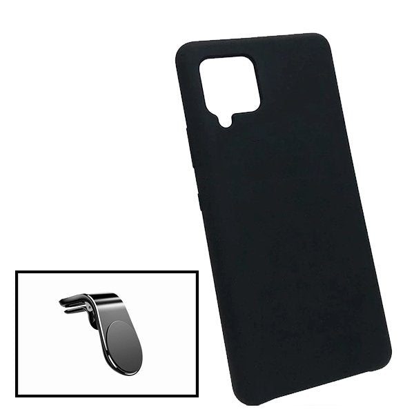 Kit Suporte de Carro Magnético L + Capa Proteção Traseira Silicone para Samsung Galaxy M12