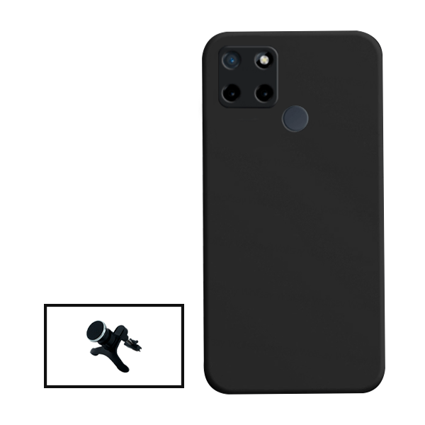 Kit Suporte Magnético Com Pernas + Capa Proteção Traseira Silicone para Realme Narzo 50A - Preto