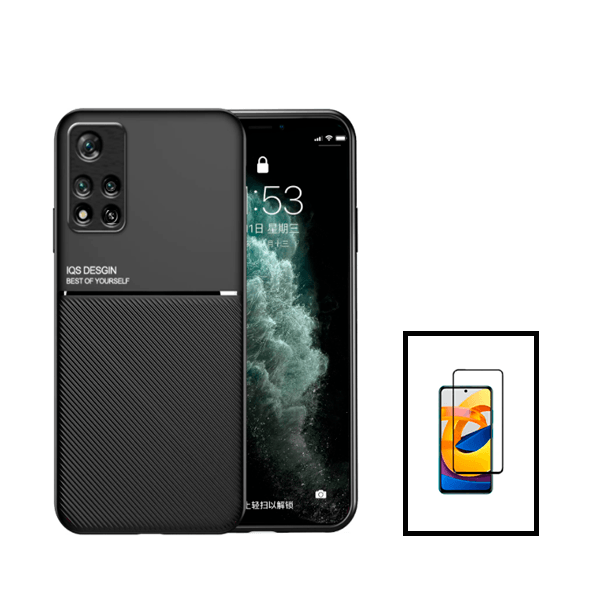 Kit Capa Traseira Magnética Anti Choque + Película de Vidro Temperado GorilasGlass para Xiaomi Redmi Note 11 Pro+ Plus - Preto