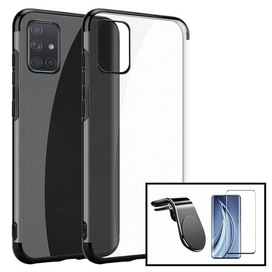 Kit Película de Vidro Temperado GorilasGlass + Capa Proteção Traseira Super Slim + Suporte de Carro Magnético L para Xiaomi Redmi Note 10 Lite - Preto