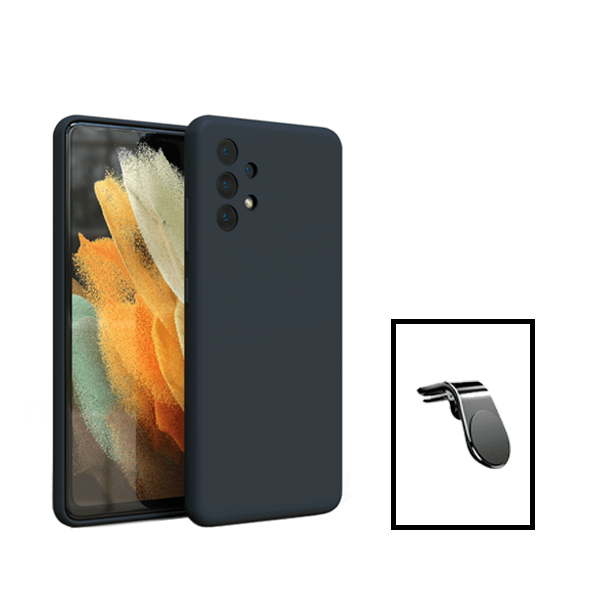 Kit Suporte de Carro Magnético L + Capa Proteção Traseira Silicone para Samsung Galaxy A13 - Preto