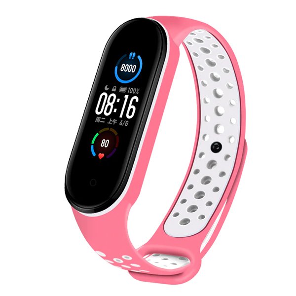 Bracelete Desportiva para Xiaomi Mi Band 3 - Rosa / Branco