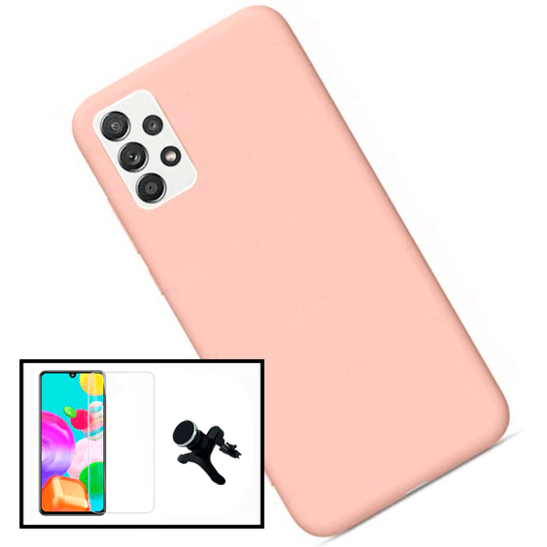 Kit Película de Vidro Temperado GorilasGlass + Capa Proteção Traseira Silicone + Suporte Magnético Com Pernas para Samsung Galaxy A52 - Rosa