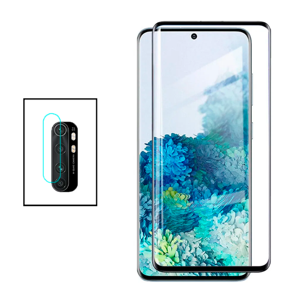 Kit Película Protectora para Câmara Traseira + Película de Vidro Temperado GorilasGlass Curvado para Xiaomi Mi Note 10 Lite