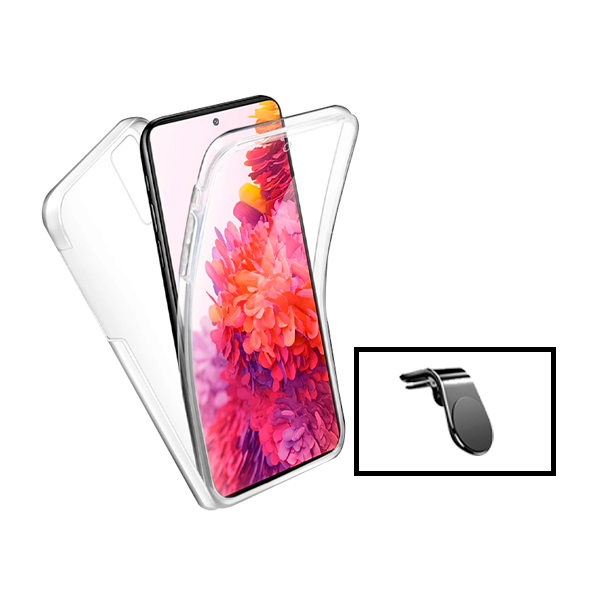 Kit Capa 360° Proteção Frente e Verso + Suporte Magnético L para Xiaomi Poco X4 NFC - Transparente/Branco