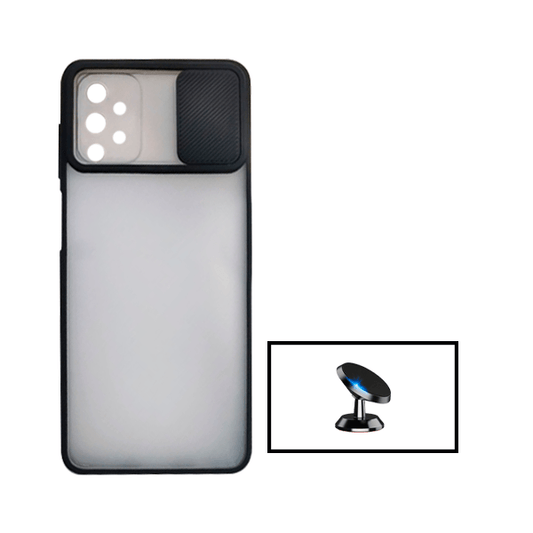 Kit Capa Proteção Camara Deslizante + Suporte Magnético para Samsung Galaxy A52 - Preto