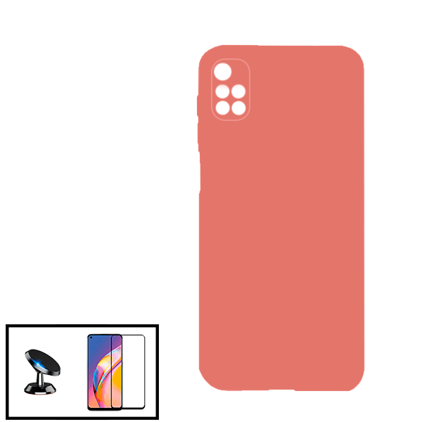 Kit Película de Vidro Temperado GorilasGlass + Capa Proteção Traseira Silicone + Suporte Magnético para Xiaomi Redmi 10 - Rosa