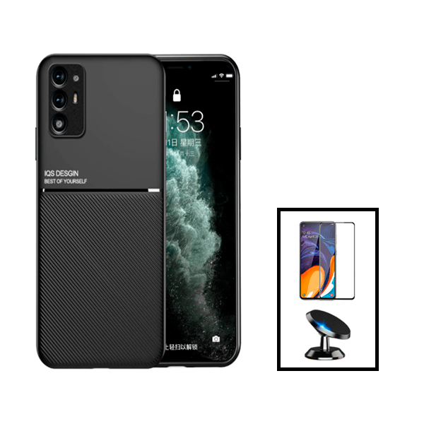 Kit Capa Traseira Magnética Anti Choque + Película de Vidro Temperado GorilasGlass + Suporte Magnético para Oppo A94 5G - Preto