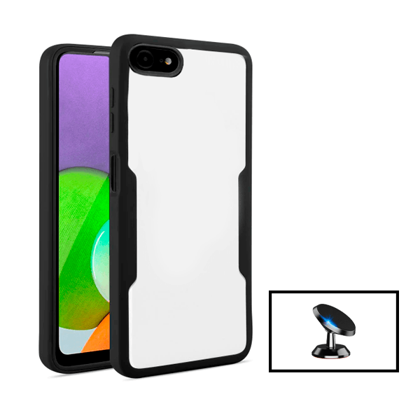 Kit Capa 360° Proteção Frente e Verso + Suporte Magnético para Apple iPhone SE 2022 - Preto