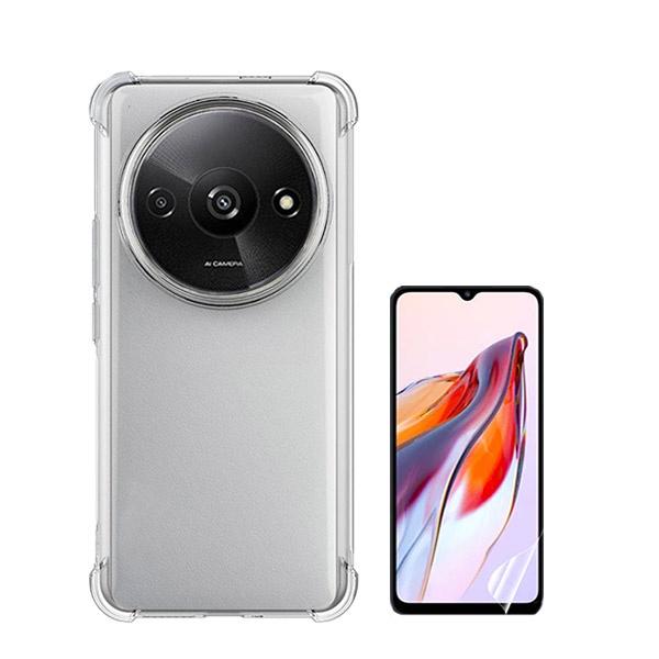 Kit Capa Traseira Super Proteção + Película de Hydrogel Frente Transparente GIFT4ME para Xiaomi Redmi A3 - Transparente