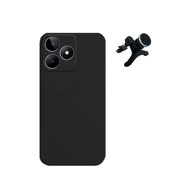 Kit Suporte Magnético Com Pernas + Capa Proteção Traseira Silicone GIFT4ME para Realme C53 - Preto