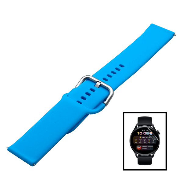 Kit Bracelete Silicone Com Fivela + Película de Hydrogel para Xiaomi Watch S1 Active - Azul Céu