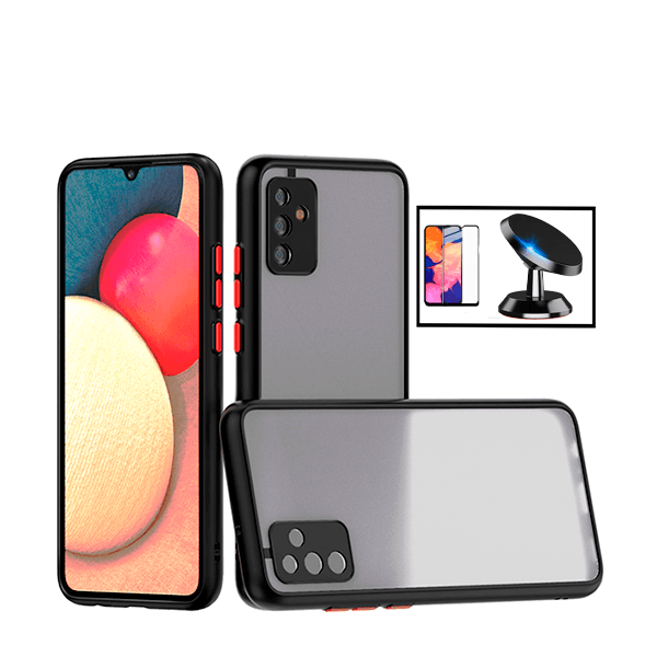 Kit Capa Traseira Proteção Camara + Película de Vidro Temperado GorilasGlass + Suporte Magnético para Samsung Galaxy M52 5G - Preto