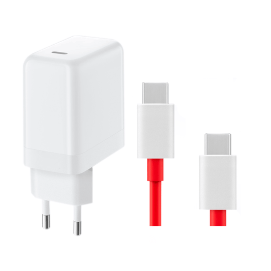 Kit Carregador USB Warp Charge 65w Fast Charge USB-C + Cabo de Carregamento Warp Charge Type-C 100cm para OnePlus