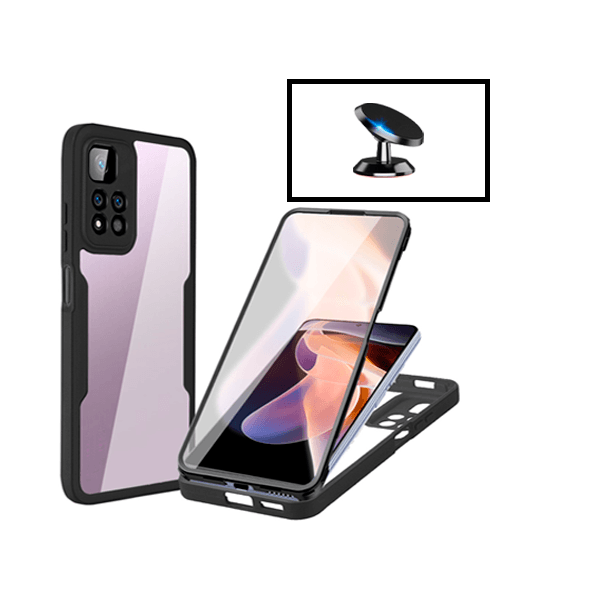 Kit Capa 360° Proteção Frente e Verso + Suporte Magnético para Xiaomi Poco X4 NFC - Preto