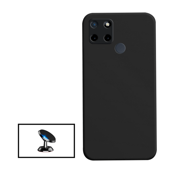 Kit Suporte Magnético + Capa Proteção Traseira Silicone para Realme Narzo 50A - Preto