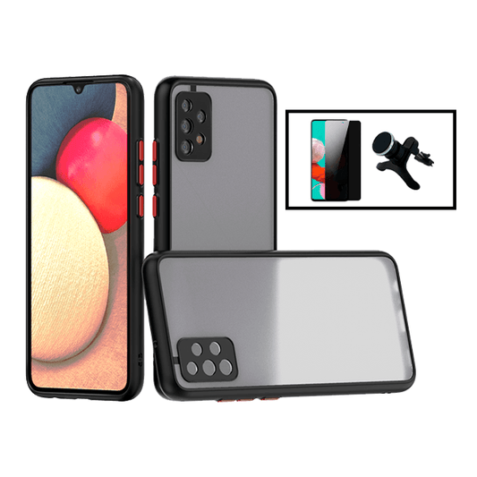 Kit Capa Traseira Proteção Camara + Película de Vidro Temperado Privacidade + Suporte Magnético Com Pernas para Samsung Galaxy A52 - Preto