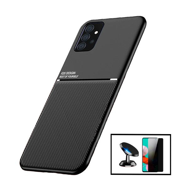 Kit Capa Traseira Magnética Anti Choque + Película de Vidro Temperado Privacidade + Suporte Magnético para Samsung Galaxy A52