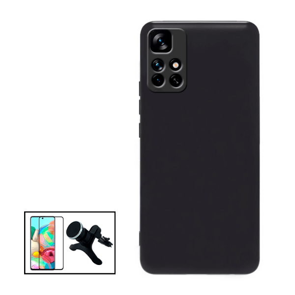 Kit Película de Vidro Temperado GorilasGlass + Capa Proteção Traseira Silicone + Suporte Magnético Com Pernas para Xiaomi Redmi Note 11