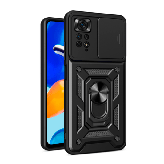 Capa de Proteção Militar Magnética Janela Deslizante para Xiaomi Redmi Note 11 Pro - Preto