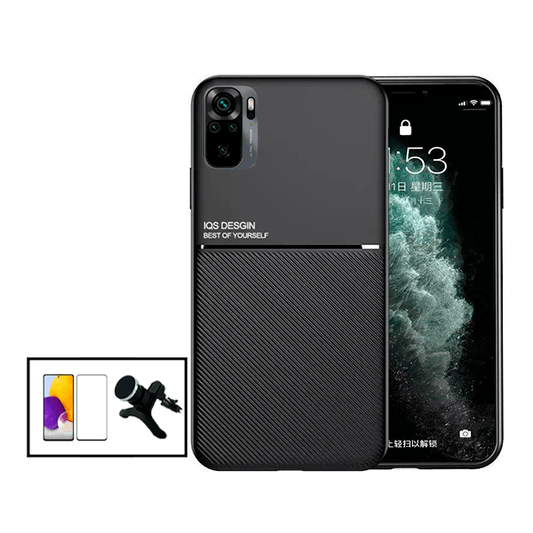 Kit Capa Traseira Magnética Anti Choque + Película de Vidro Temperado GorilasGlass + Suporte Magnético Com Pernas para Xiaomi Redmi 10