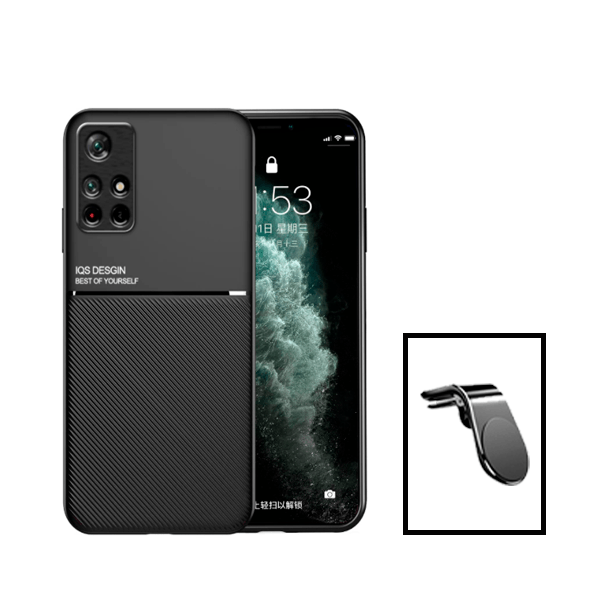 Kit Capa Traseira Magnética Anti Choque + Suporte de Carro Magnético L para Xiaomi Redmi Note 11 - Preto