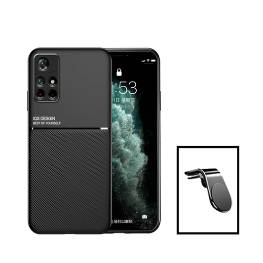 Kit Capa Traseira Magnética Anti Choque + Suporte de Carro Magnético L para Xiaomi Redmi Note 11S - Preto