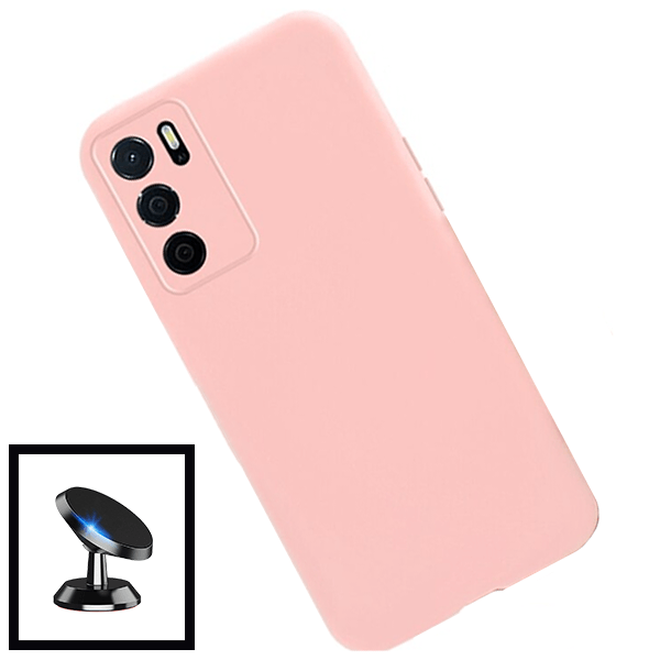 Kit Película de Vidro Temperado GorilasGlass + Capa Proteção Traseira Silicone + Suporte Magnético para Oppo A16S - Rosa