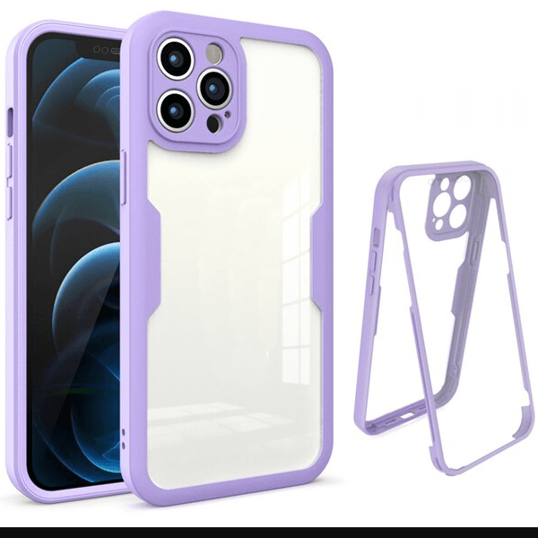 Capa 360° Proteção Frente e Verso para iPhone 12 Pro - Roxo