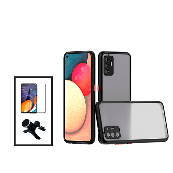 Kit Capa Traseira Proteção Camara + Película de Vidro Temperado GorilasGlass + Suporte Magnético Com Pernas para Oppo A94 5G - Preto