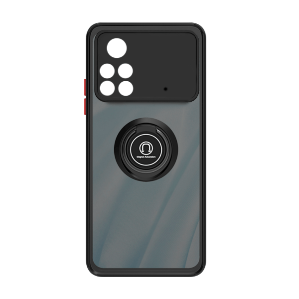 Capa Traseira com Anel Magnetico Proteção Camara para Xiaomi Poco X4 Pro 5G - Preto
