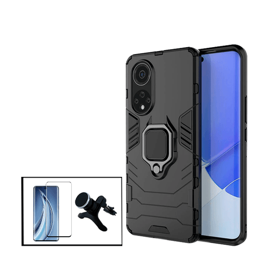 Kit Película de Vidro Temperado GorilasGlass + Capa de Proteção Militar Magnética + Suporte Magnético Com Pernas para Huawei Nova 9