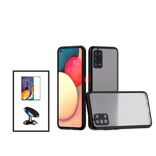 Kit Capa Traseira Proteção Camara + Película de Vidro Temperado GorilasGlass + Suporte Magnético para Oppo A74 5G - Preto