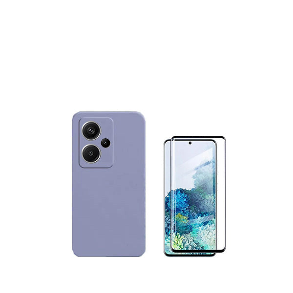 Kit Película de Vidro Temperado GorilasGlass + Capa Proteção Traseira Silicone GIFT4ME para Xiaomi Redmi Note 13 Pro + Plus - Roxo