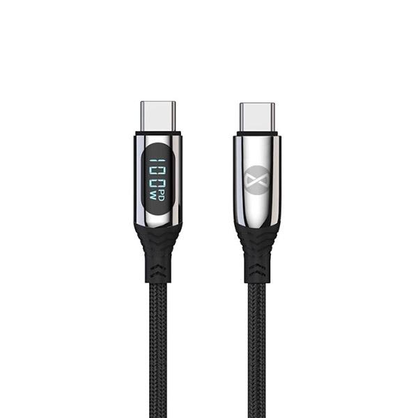 Cabo Nylon FastCharge 100W 1m LCD USB-C  Forever     Preto