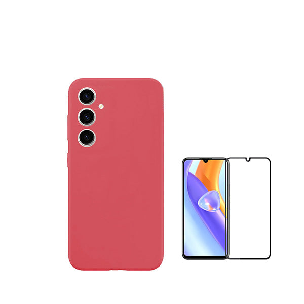 Kit Película de Vidro Temperado GorilasGlass + Capa Proteção Traseira Silicone GIFT4ME para Samsung Galaxy A05s - Vermelho