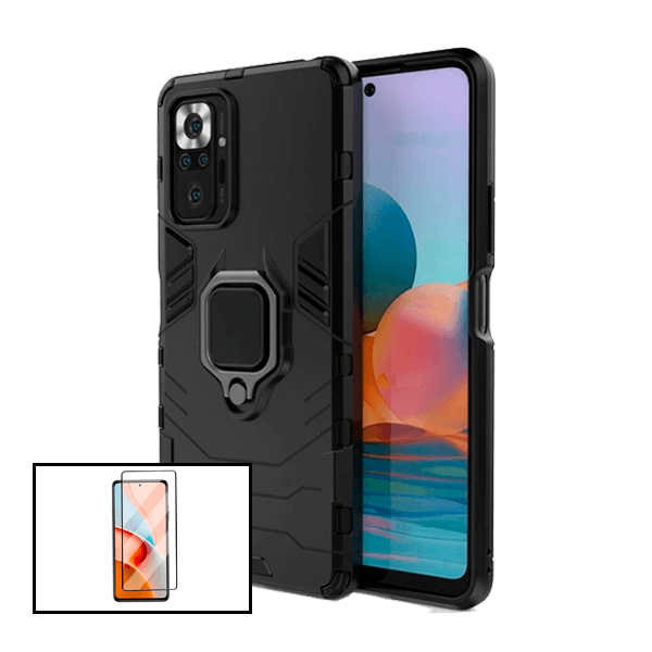 Kit Película de Vidro Temperado GorilasGlass + Capa de Proteção Militar Magnética para Xiaomi Redmi Note 10 Pro+