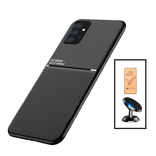 Kit Capa Traseira Magnética Anti Choque + Vidro Temperado Ceramica Full Cover + Suporte Magnético para Samsung Galaxy A52 5G